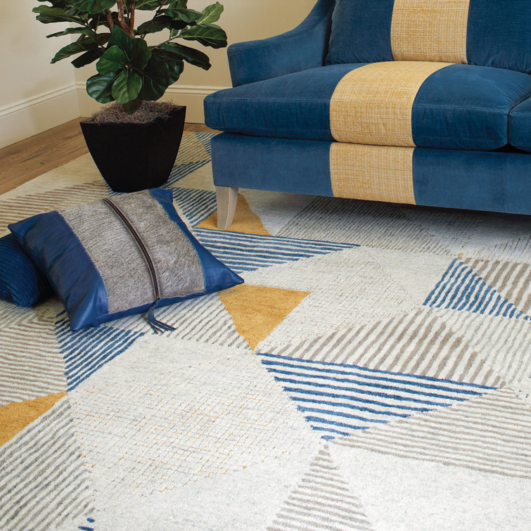 CompanyC Griffin Wool Geometric Area Rug in Blue/Gray/Yellow & Reviews